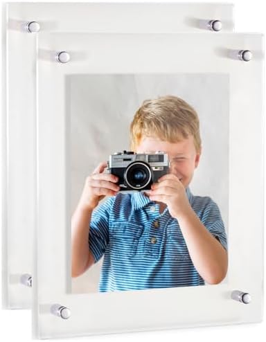 ArtToFrames 16x32 Inch Double Panel Floating Acrylic Picture Frame (Full Frame is 20x36) comes with Chrome Standoff Hardware, Made in the USA, 2 Pack