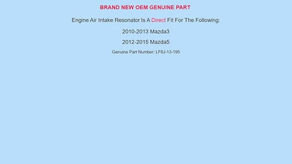 Genuine OEM for MAZDA 2010-2015 Mazda3 Mazda5 Engine Air Intake Resonator - Image 3