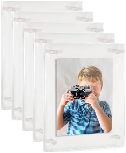 ArtToFrames 12x24 Inch Double Panel Floating Acrylic Picture Frame (Full Frame is 16x28) comes with White Standoff Hardware, Made in the USA, 5 Pack