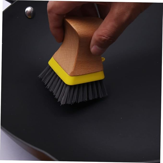 Natural Wood Handle Sponge Scrubber Tile Scrubber Brush Cleaner Kitchen - Image 4