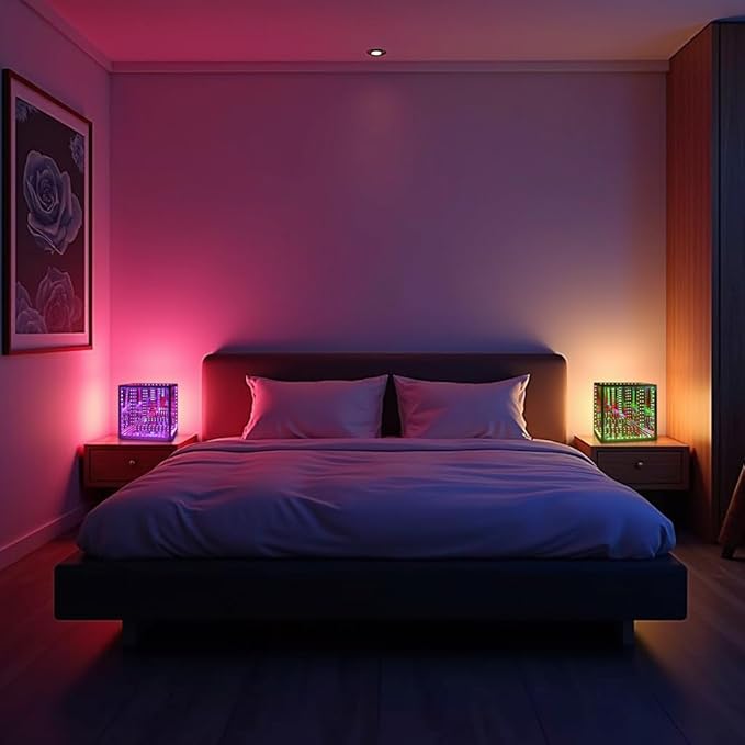 Heepulor Infinity Hyper Cube LED Table Lamp, Color-Changing Music-Sync APP-Controlled Ambient Light for Gaming, Party, Home (10 Inches)