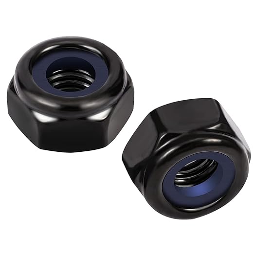 MewuDecor #8-32 Nylon Insert Hex Lock Nuts Locknuts, 304 Stainless Steel 18-8, Black Oxide, 50 PCS