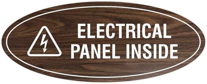 Signs ByLITA Oval Electrical Panel Inside Sign (Walnut) - Medium 2 Pack