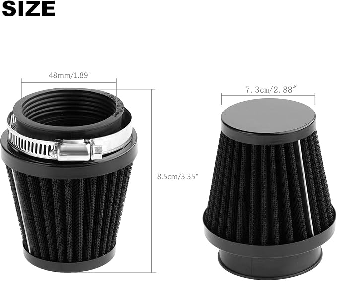 Mtsooning 48mm Motorcycle Air Filter, Clamp-on Intake Pod Cleaner Filter - Image 5