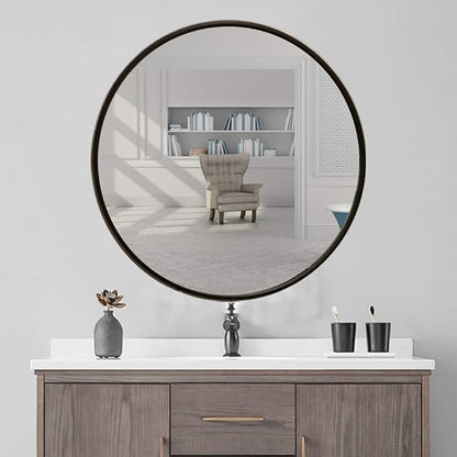 Round LED Bathroom Mirror Demister Pad IP44 Vanity Large Mirror Cold Light by Unknown