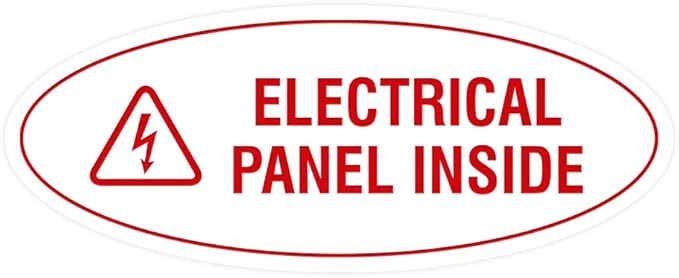 Signs ByLITA Oval Electrical Panel Inside Sign (White/Red) - Medium