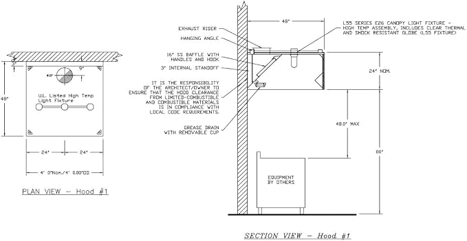 Commercial Kitchen Restaurant Duty Exhaust Hood, Wall Canopy Stainless Steel - Image 3