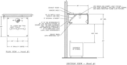 Commercial Kitchen Restaurant Duty Exhaust Hood, Wall Canopy Stainless Steel - Image 3