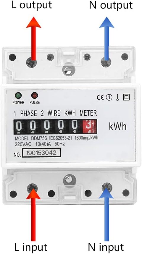 Watris Veiyi DDM75S 10-40A Single Phase KWH Meter, 4P Din Rail Energy Meter, Electric Meter, Electronic Din Rail KWh Meter, LED Electricity Power Consumption Wattmeter Energy Meter