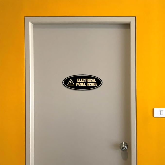 Signs ByLITA Oval Electrical Panel Inside Sign (Light Grey/Burgundy) - Medium 2 Pack