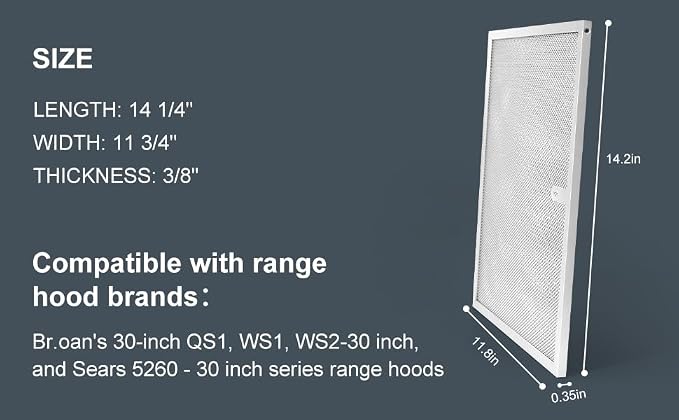 BPS1FA30 Range Hood Grease Filter 11-3/4" x 14-1/4" Multi-layer Aluminum Mesh - Image 4