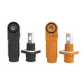 350A Battery Energy Storage Connector, 120mm² High Current Connectors IP67 Waterproof Copper Plate Wiring Power Adapter Quick Plug Terminal Right Angle Plug and Socket (1500V Black+Orange)
