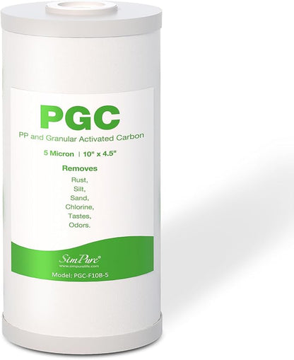 SimPure 5 Micron 10" x 4.5" Sediment and Carbon Whole House Water Filters by SimPure_Water