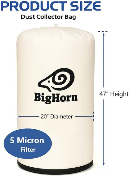 Big Horn 11769 20 Inch Dia 5 Micron Dust Filter Bag 20 Inch x 47 Inch Long - Image 2