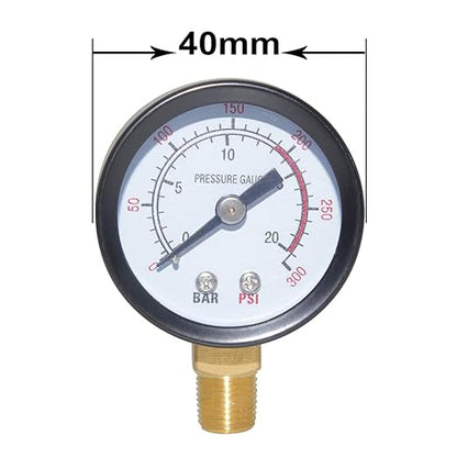 Joywayus Pressure Gauge 0 to 300 PSI Brass 1/8" Male NPT Thread Lower Mount - Image 3