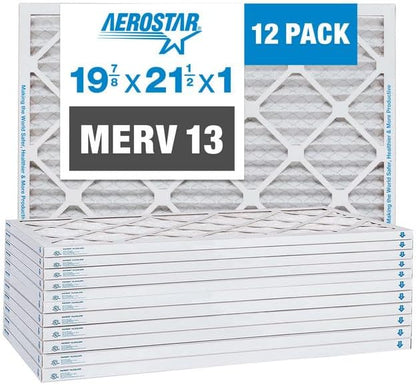 Aerostar 19 7/8x21 1/2x1 MERV 13 Pleated Air Filter, AC Furnace Air Filter by AirFiltersDelivered