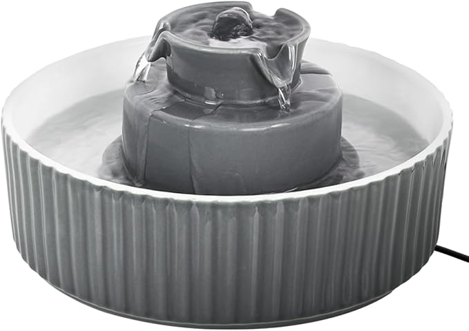 Ceramic Cat Water Fountain, 2.1L/71oz Cupcake Pet Water Fountain by Waatoos