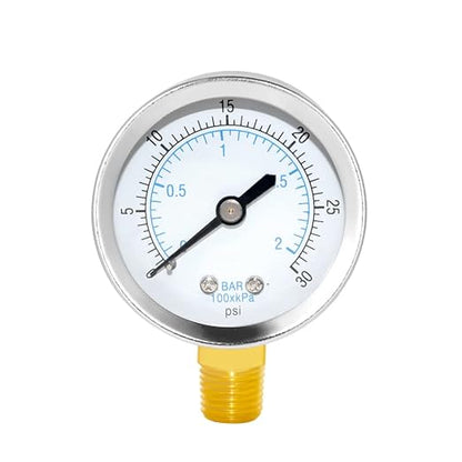 Joywayus Pressure Gauge 0 to 30 PSI Brass 1/4" Male NPT Thread Lower Mount by Joywayus