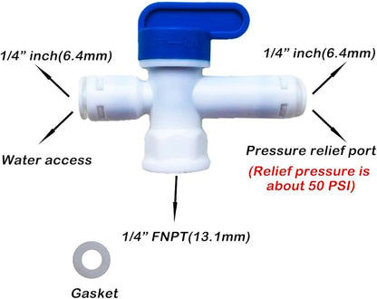 Water Storage Tank Ball Valve Pressure Relief Valve 1/4" inch FNPT to 1/4" Push - Image 2