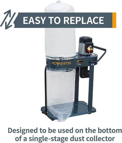 POWERTEC 70426 Dust Collector Bags and Clamp Set | 21" x 31" x 1 Micron Filter - Image 8
