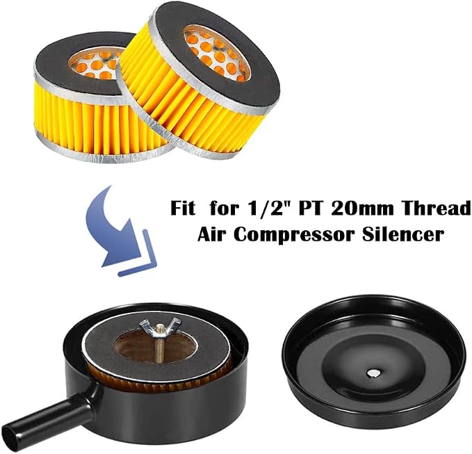 1/2" PT 20mm Thread Air Compressor Silencer Intake Noise Muffler Air - Image 4