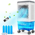 ROVSUN 1400CFM Evaporative Air Cooler, 5.2 Gal Portable Swamp Cooler with Auto Oscillating, Remote, 3 Speeds, 12H Timer & 4 Ice Packs, 3-IN-1 Humidifying Cooling Fan Indooor Patio Garage