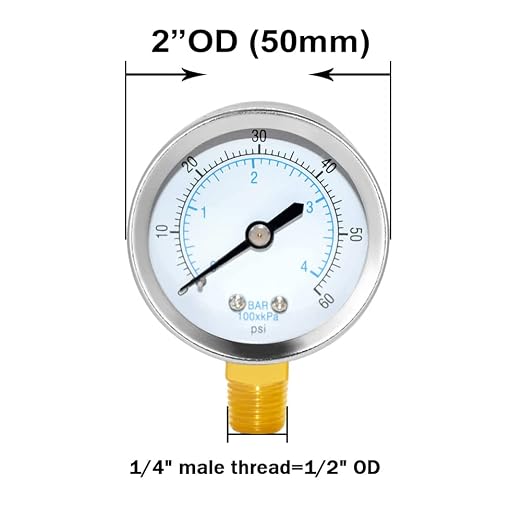 Joywayus Pressure Gauge 0 to 60 PSI Brass 1/4" Male NPT Thread Lower Mount - Image 2