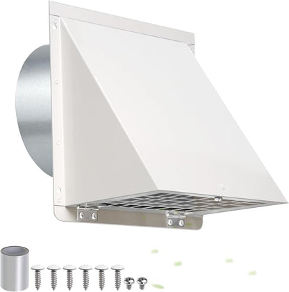 6 Inch Hooded Wall Vent with Mesh&Damper, 6in Dryer Vent Cover Outside Metal - Image 9