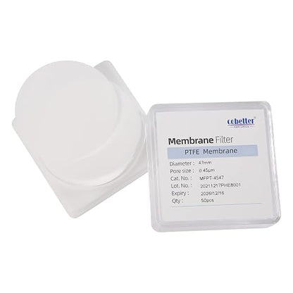100 Pieces/Pack PTFE Disc Membrane Filters Hydrophobic 47mm Diameter 0.22µm by COBETTER