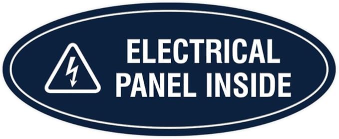 Signs ByLITA Oval Electrical Panel Inside Sign (Navy Blue/White) - Small 2 Pack