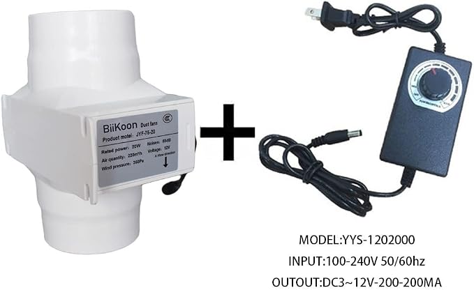 3“ Inline Duct Fan 12V 20W Inline Exhaust Blower Plastic Air Extractor Booster - Image 4