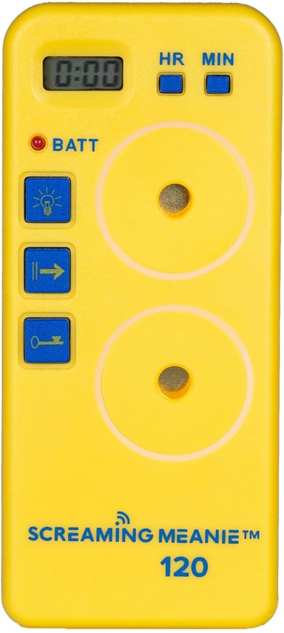 Screaming Meanie TZ-120 Extremely Loud Alarm Timer, Multi-Purpose Timer with 2 Sound Levels Perfect for Heavy Sleepers, Truckers, or Travelers (9v Battery Included) - Yellow