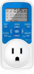 Timer Outlet, Programmable 110V/220V Pump Timer Switch, Minimum Setting by Seconds, Timing Socket Converter, Power Timing Automatic Control Outlets