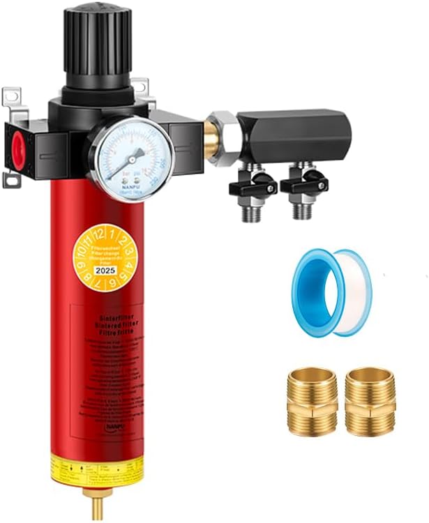 NANPU Z Series Air Filter – Sintered Filter, 1/2" NPT Inlet, 1/4" NPT Outlet by NANPU