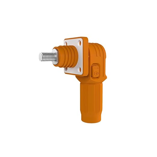 350A Battery Energy Storage Connector, 120mm² High Current Connectors IP67 Waterproof Stud Wiring Power Adapter Quick Plug Terminal Right Angle Plug and Socket （1500V Orange)