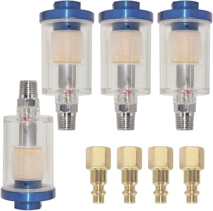 Oil Water Separator for Air Line, 1/4 Inch NPT Inlet and Outlet, Air Compressor by Qolekog