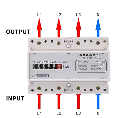 3 Phase Energy Meter Electric Power Meter, 220/380V 20-80A Kilowatt Hour KWH Meter Energy Consumption DIN Track Installation