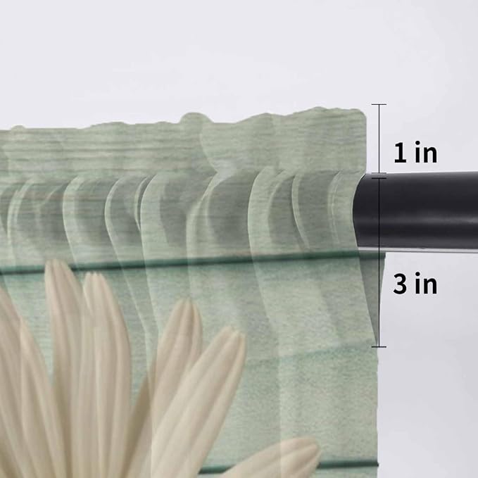 Daisy Flower Sheer Valances for Windows 42"x18", Light Filtering Kitchen - Image 7