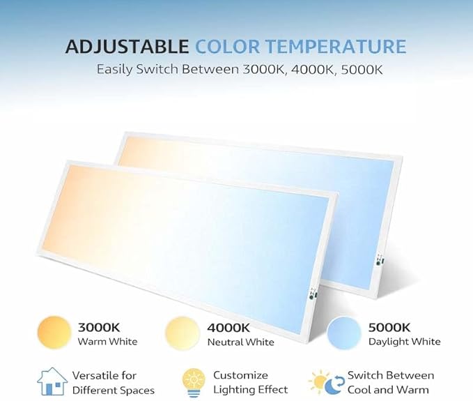 2X4 LED Flat Panel Light with Emergency Battery Backup, 50W 3000K/4000K/5000K, 0-10V Dimmable, 6500 Lumens, LED Drop Ceiling Lights, 100-277V, DLC UL Listed, Ultra Thin Back-Lit (30 Pack)