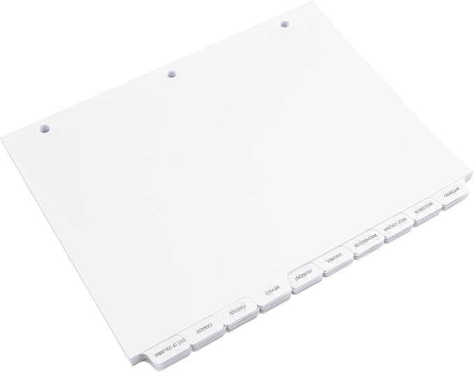 Exhibitindexes® State Divider Tabs/Indexes 3 Hole Punched
