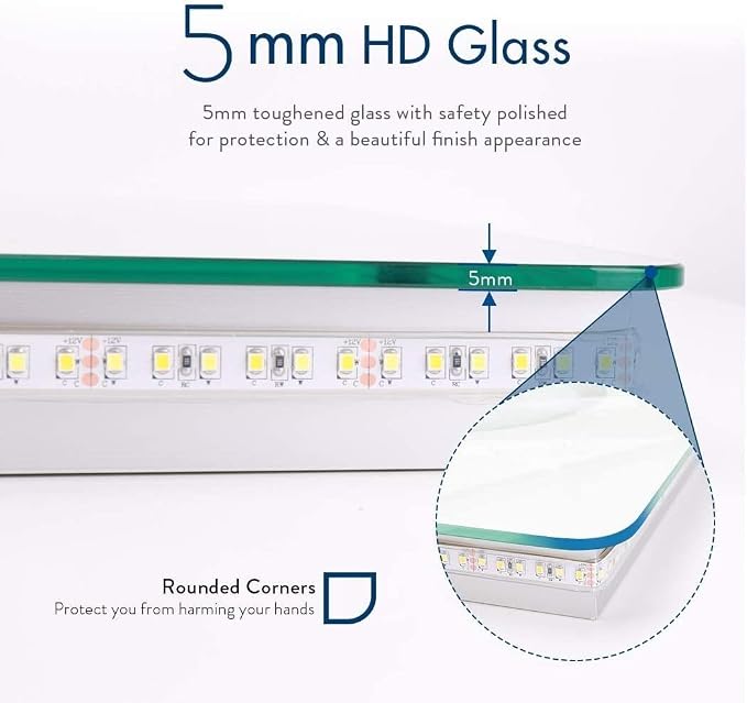 Illuminated LED Bathroom Mirror, Wall Mounted Backlit Makeup Vanity Mirror - Image 9