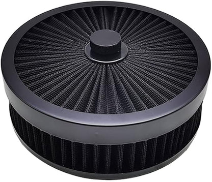 X-AVION Full Flow Round 9''X2'' Air Filter Assembly Kit Black Washable and - Image 4