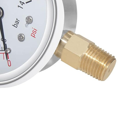 Joywayus Pressure Gauge 0-200 PSI Brass 1/4" NPT Male Thread Lower Mount - Image 4