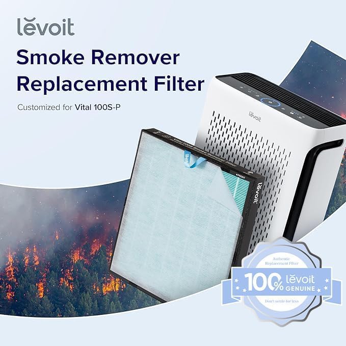 LEVOIT Vital 100S-P Air Purifier Smoke Remover Replacement Filter, Genuine - Image 2