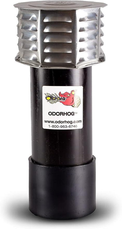 OdorHog Metal Cap Slip On Vent Stack Pipe Filter 4" Black ABS, Removes Outdoor by OdorHog-StoptheStink