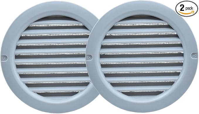 VENTS-US - 4" Round Plastic Vent Cover in Light Grey - Compatible with 4 Inch by VENTS-US