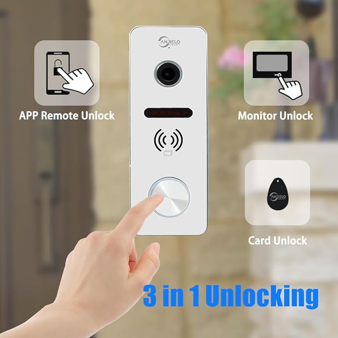 Wired Video Doorbell Intercom System 7 inch Monitor 1080P HD Camera Entry Doorphone Door Camera TUYA WiFi Smart Home Door Phone Kits for Apartment Home Villa (2 doorbell + 2 Monitor)