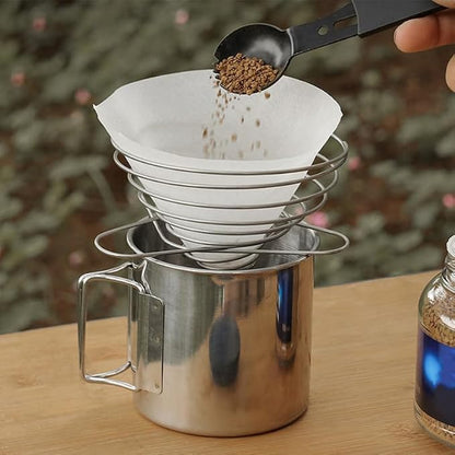 Cabilock Foldable Stainless Steel Coffee Filter Dripper Portable Cone Funnel - Image 9