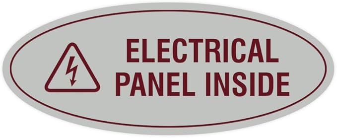 Signs ByLITA Oval Electrical Panel Inside Sign (Light Grey/Burgundy) - Medium 2 Pack