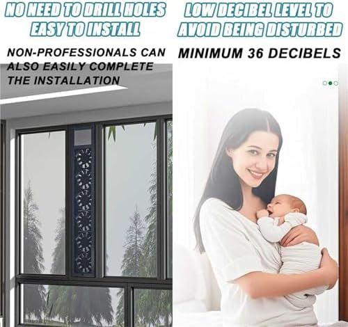 Adjustable Punch-Free Window Exhaust Fan with Filter, 52-140cm, 85m³/h Airflow, 2800 RPM, Ideal for Home, Kitchen, Bedroom, & Office Ventilation